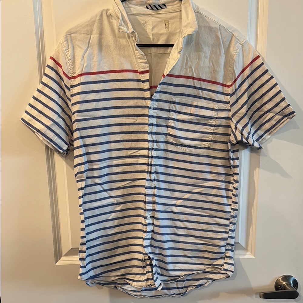 1901 Nordstrom Striped Blue and White Men's Shirt Medium